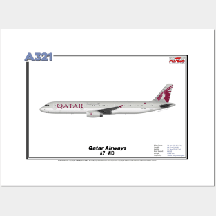 Airbus A321 - Qatar Airways (Art Print) Posters and Art